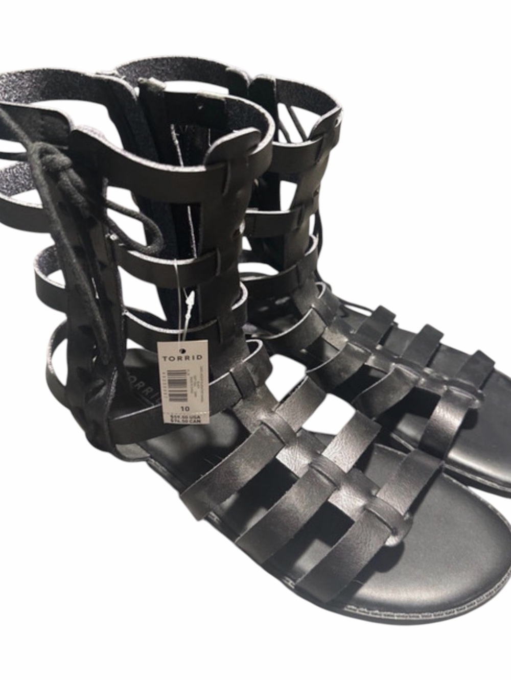 Torrid Black Gladiator Lace-Up Strappy Sandals – Size 10 NWT
